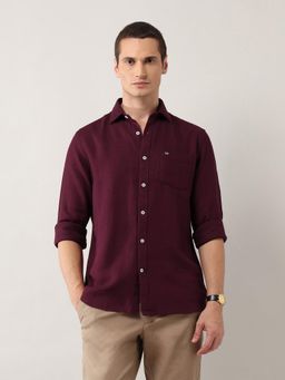 Arrow Sports - Wine Men's Dobby Pure Cotton Shirt