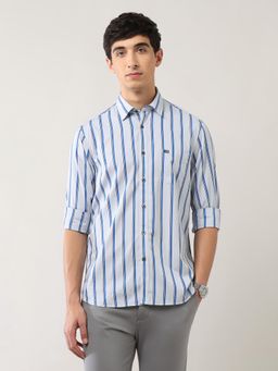 Arrow Sports - Blue Men's Vertical Striped Pure Cotton Shirt