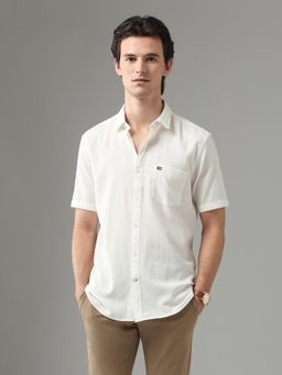 Arrow Sports - White Men's Seersucker Regular Fit Shirt