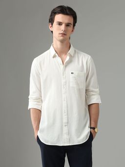Arrow Sports - White Men's Seersucker Regular Fit Shirt