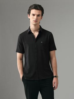 Arrow Sports - Black Men's Seersucker Regular Fit Shirt