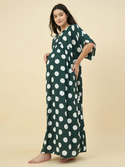 The Kaftan Company - Green Polka Dot Modal Maternity Nightdress