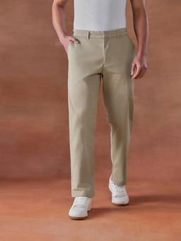 Fabindia - Beige Cotton Blend 808 Straight Leg Regular Trouser