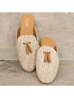 Coral Haze - Beige Jacquard Men Mules
