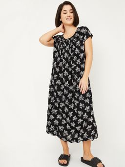 max - Printed Sleepwear Black Nightdress