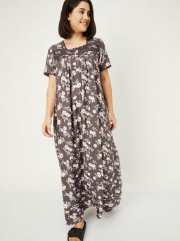 max - Floral Print Grey Nightdress