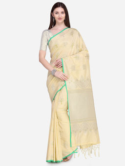 Stylee LIFESTYLE - Beige Banarasi Silk Jacquard Saree