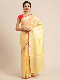 Banarasi Silk Works - Bright Woven Saree Yellow with Unstitched Blouse