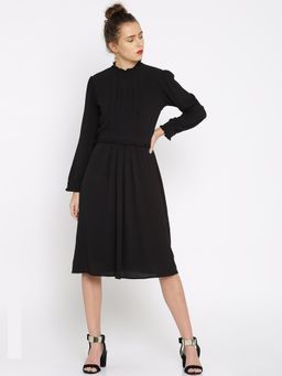 RARE - Women Black Solid A-line Dress
