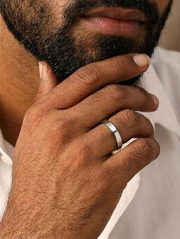 Ornate Jewels - 925 Silver Rhodium Plated Classic Plain Band Ring