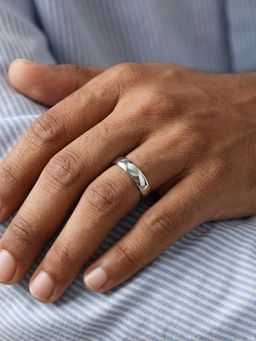 Ornate Jewels - 925 Silver Rhodium Plated Thick Plain Band Ring