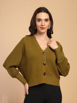 Gipsy - Women Mustard Textured Acrylic Cardigan