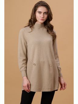 Gipsy - Women Beige Solid/Plain Acrylic Sweater