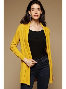 Gipsy - Women Mustard Solid/Plain Acrylic Cardigan