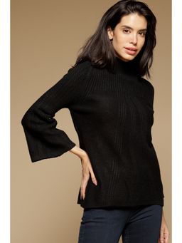 Gipsy - Women Black Textured Acrylic Sweater