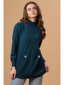 Gipsy - Women Navy Blue Solid/Plain Acrylic Sweater