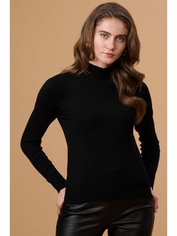 Gipsy - Women Black Solid/Plain Acrylic Sweater