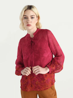 RAREISM - Women Pink Floral Viscose Top