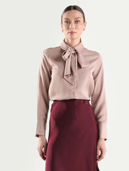 RAREISM - Women Pink Solid/Plain Polyester Shirt