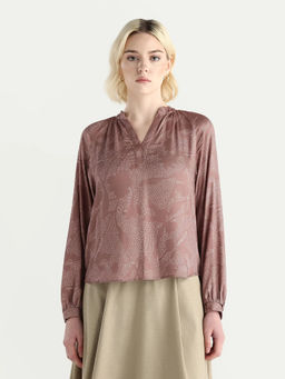 RAREISM - Women Brown Printed Viscose Top