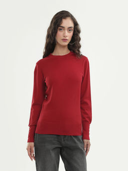 RAREISM - Women Red Solid/Plain Viscose Blend Top