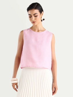RAREISM - Women Pink Solid/Plain Linen Top