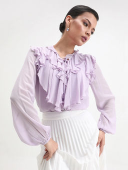 RAREISM - Women Purple Solid/Plain Polyester Top