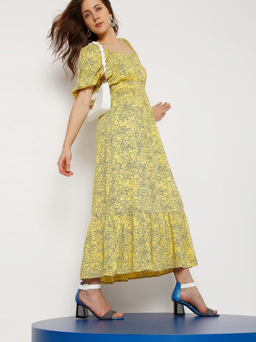 Buy VERO MODA Women Floral Yellow Maxi Dress Online