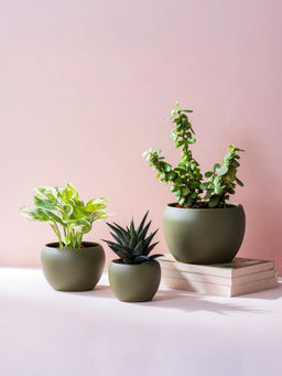 Nestroots - Green Contemporary Metal Vases (Pack of 3)