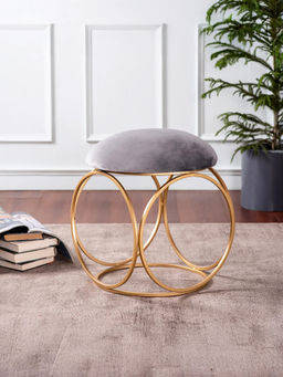 Nestroots - Grey Lush Velvet Ring Metallic Ottoman