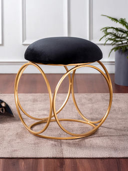 Nestroots - Black Lush Velvet Ring Metallic Ottoman