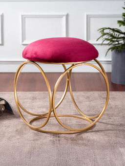 Nestroots - Red Lush Velvet Ring Metallic Ottoman