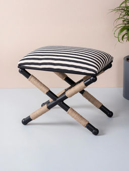 Nestroots - Multi-Color Zebra Fabric Jute Metallic Stool