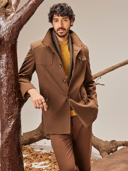 CRIMSOUNE CLUB - Men Brown Overcoat