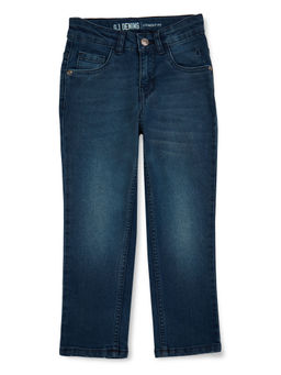 Gini & Jony - Boys Navy Blue Washed Denim Fixed Mid Waist Jeans