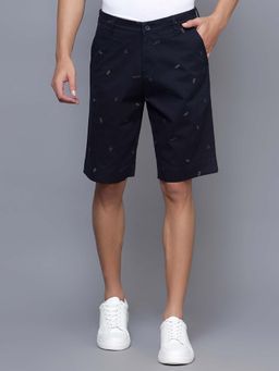 Cantabil - Men Printed Navy Blue Regular Fit Casual Shorts