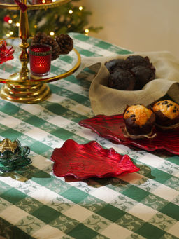 Pure Home + Living - Red Christmas Tree Shaped Glass Decorative Platter