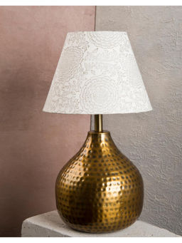 Fabindia - Gold Sera Hammered Metal Bedside Table Lamp