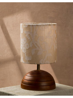 Fabindia - Beige Ahana Hand Made Wooden Bedside Table Lamp with Shade
