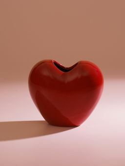 Pure Home + Living - Red Heart Shaped Ceramic Vase