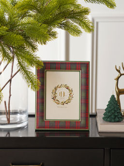Pure Home + Living - Red Plaid Faux Leather Photo Frame (L)