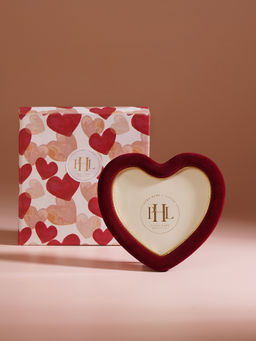 Pure Home + Living - Red Heart Shaped Velvet Textured Photo Frame