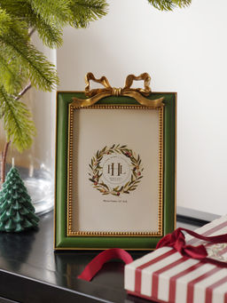 Pure Home + Living - Green Metallic Textured Photo Frame with Bow