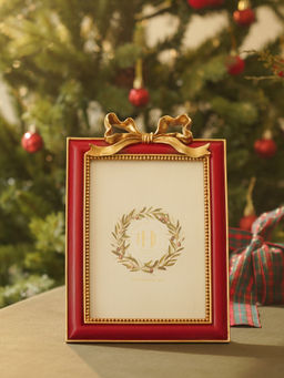 Pure Home + Living - Red Metallic Textured Photo Frame with Bow
