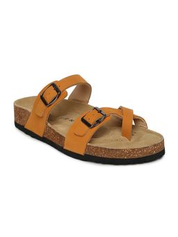 HF Journey - Women Yellow Double Strap Cork Footbed Sandals
