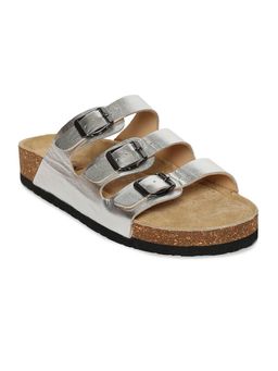HF Journey - Women Reva Silver Triple Strap Cork Footbed Sandals