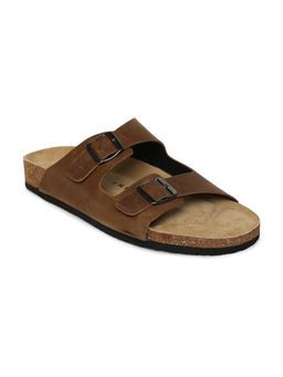 HF Journey - Men Brown Vasco Double Strap Cork Footbed Sandals