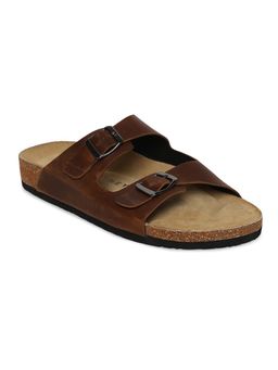 HF Journey - Men Vasco Dark Taupe Brown Double Strap Cork Footbed Sandals