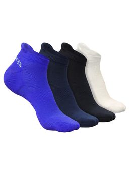 Heelium - Bamboo Ankle Socks-FreeSize UK7-11,4 Pairs,RBlue,NBlue,Black,White,Anti dour (Pack of 4)