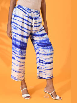 Maba India - Blue Silk Crepe Shibori Pants